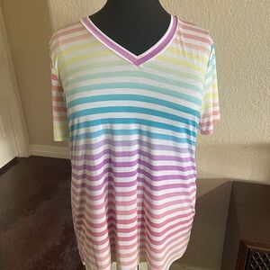 Striped V-Neck Women's Top